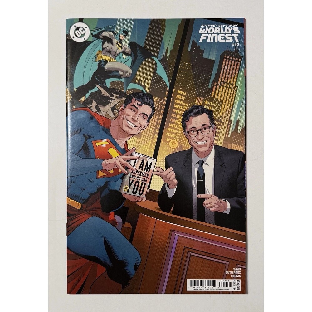 BATMAN/SUPERMAN WORLD’S FINEST #40 STEPHEN COLBERT CELEBRITY COVER Dan Mora NM